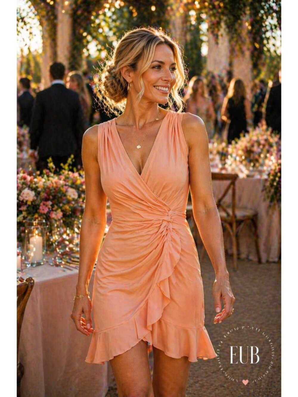 Bcbgmaxazria Peach Draped Wrap Mini Dress Size 4 New With Tags